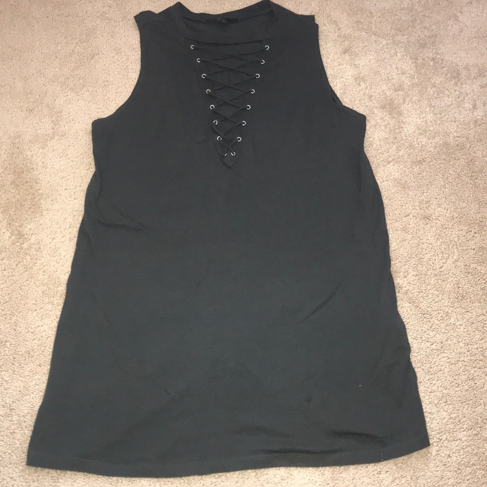 Lace-up sundress (Army green)